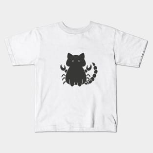 Scorpio Cat Zodiac Sign (Black and White) Kids T-Shirt